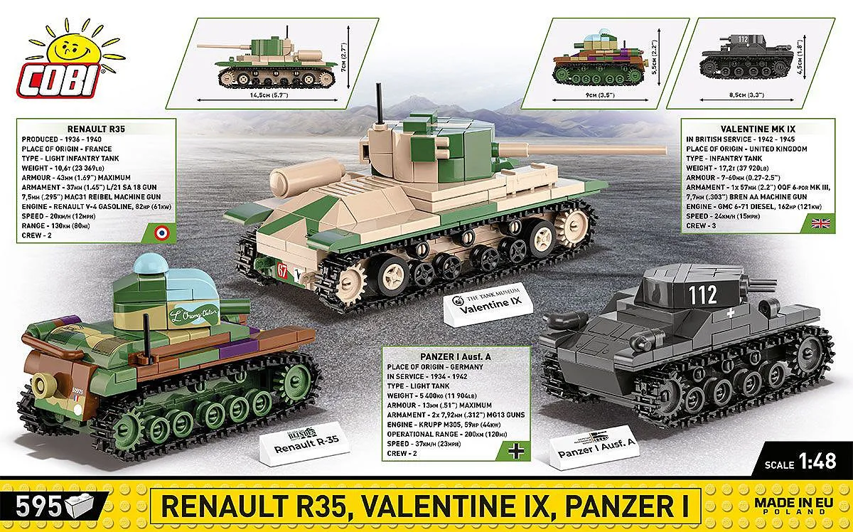 COBI 2740 Renault R35 - Valentine IX - Panzer I