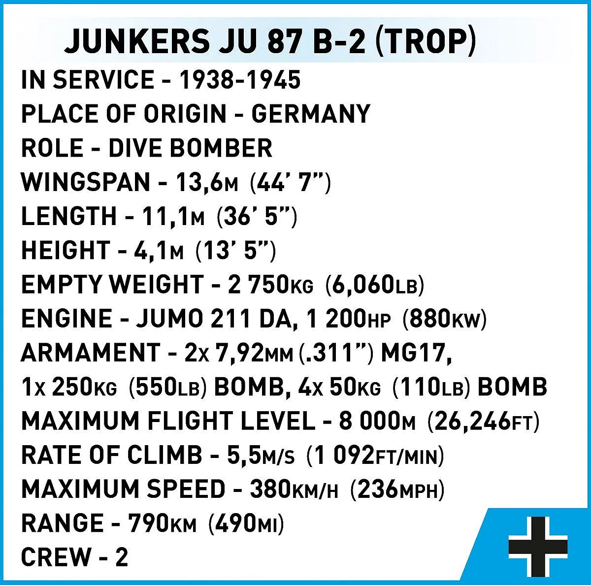 COBI 5748 Junkers Ju 87 B-2