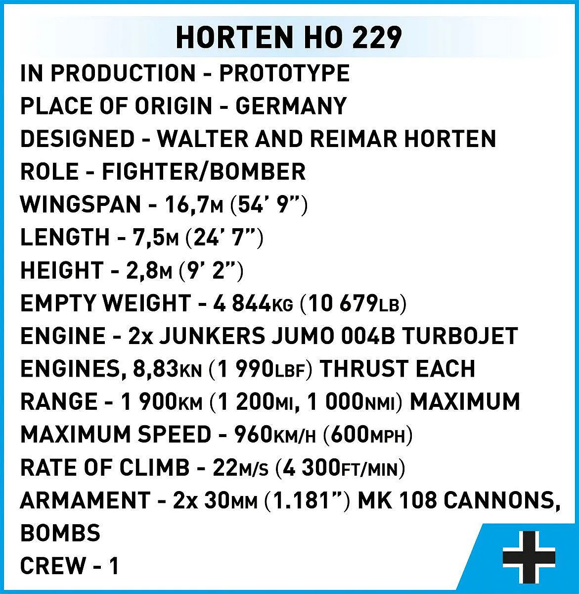 COBI 5756 Horten Ho 229 - Limited Edition