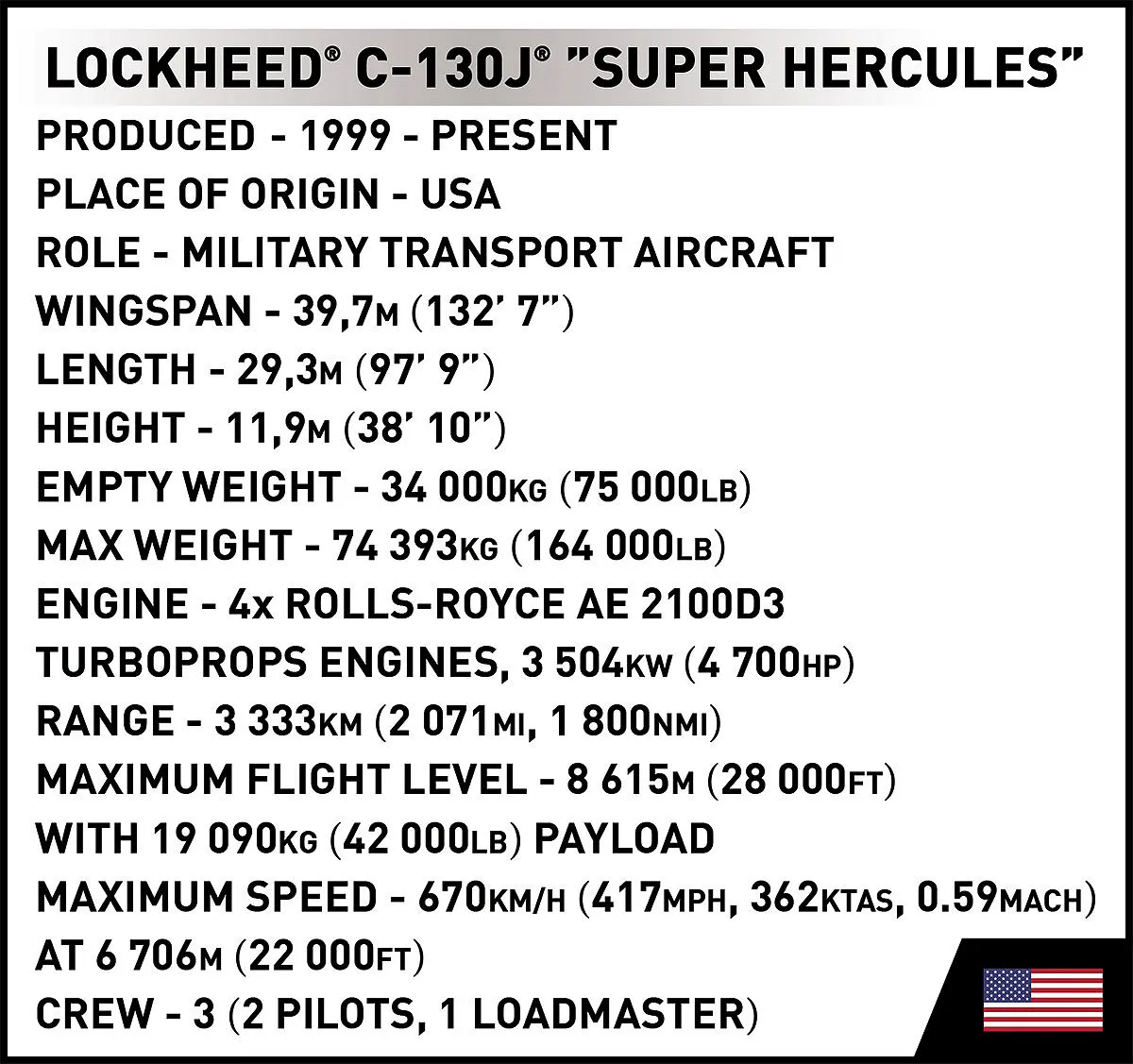 COBI 5838 Lockheed C-130J Super Hercules